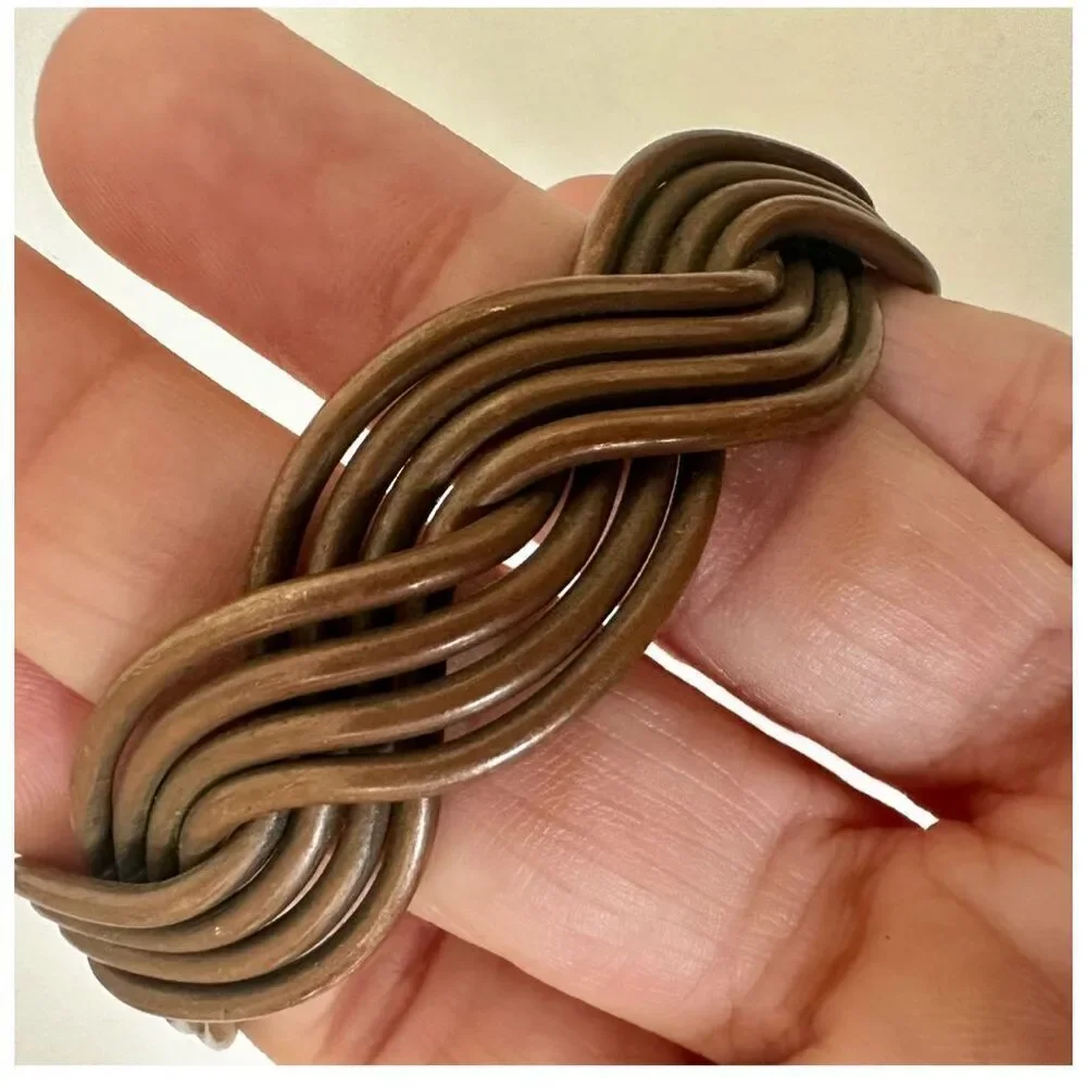 copper braided open cuff unisex  vintage bracelet